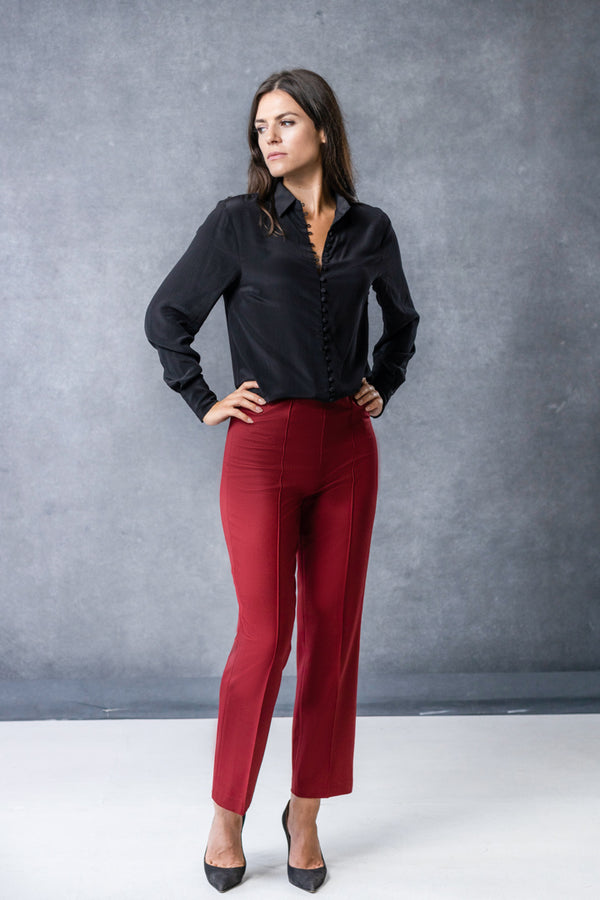 High-rise virgin wool straight pants